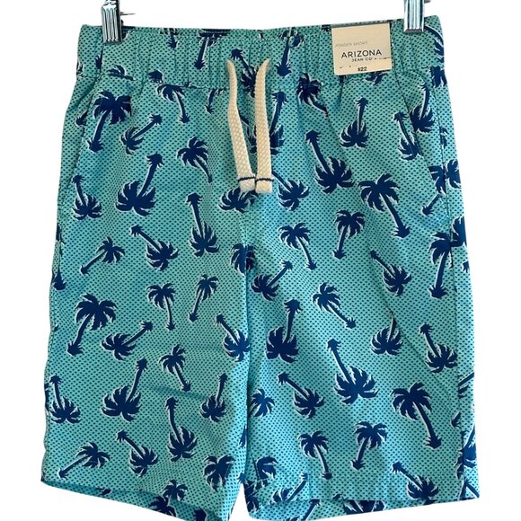 Arizona Jean Co Size 12. Boys Jogger Beach Outfit Shorts  Turquoise Palm Print - Picture 9 of 12